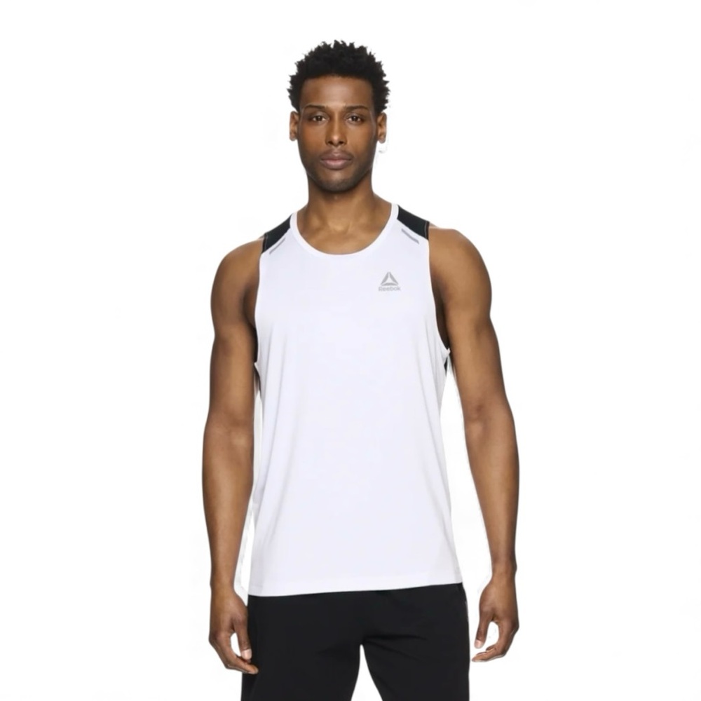 Reebok Dash Performance Muscle Tank Men’s Size Small White Colorblock NWT